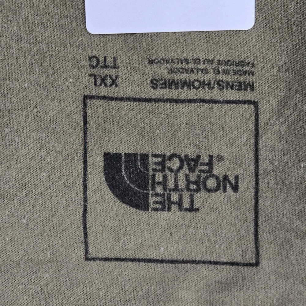 The North Face Men Shirt XXL Olive Green Logo Slogan Short Sleeve